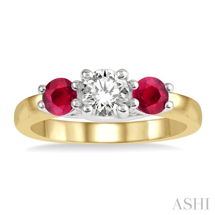 Round Shape Past Present & Future Gemstone & Diamond Ring - Image 2