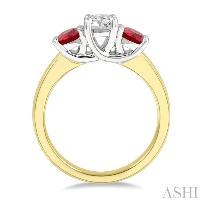 Round Shape Past Present & Future Gemstone & Diamond Ring - Image 3