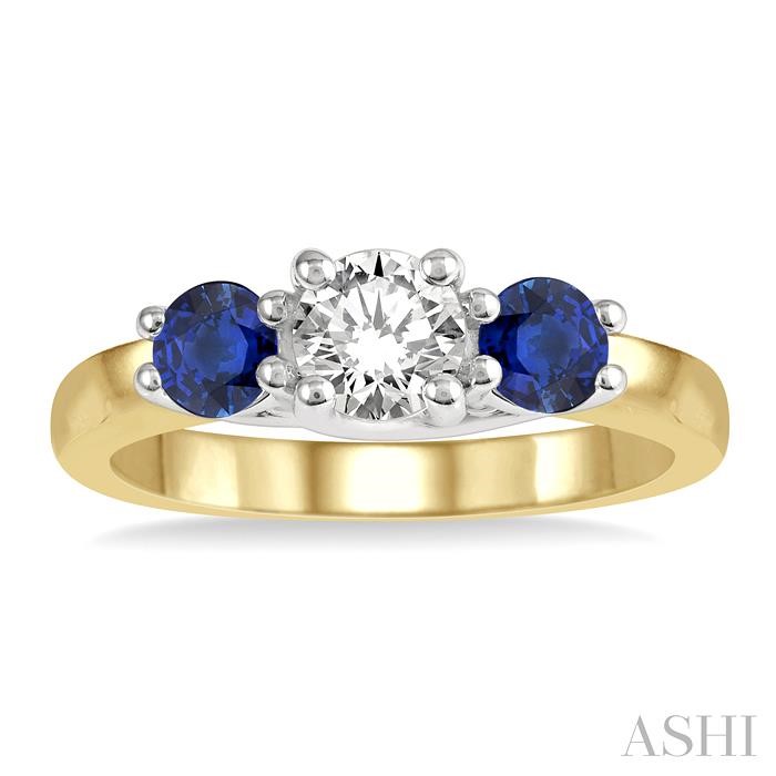 Round Shape Past Present & Future Gemstone & Diamond Ring - Image 2