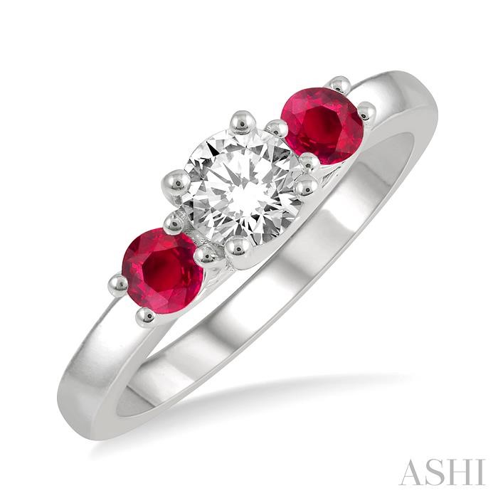 Round Shape Past Present & Future Gemstone & Diamond Ring
