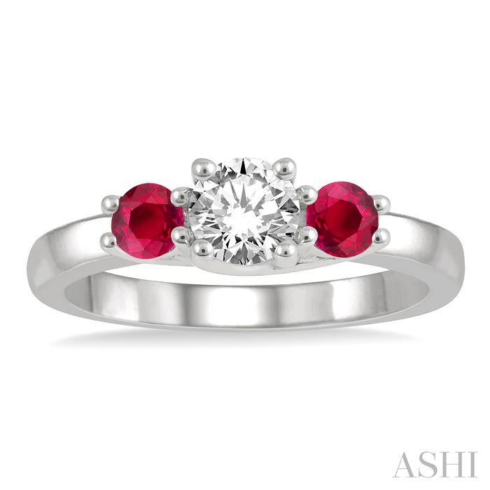 Round Shape Past Present & Future Gemstone & Diamond Ring - Image 2