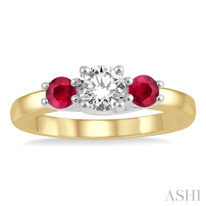 Round Shape Past Present & Future Gemstone & Diamond Ring - Image 2