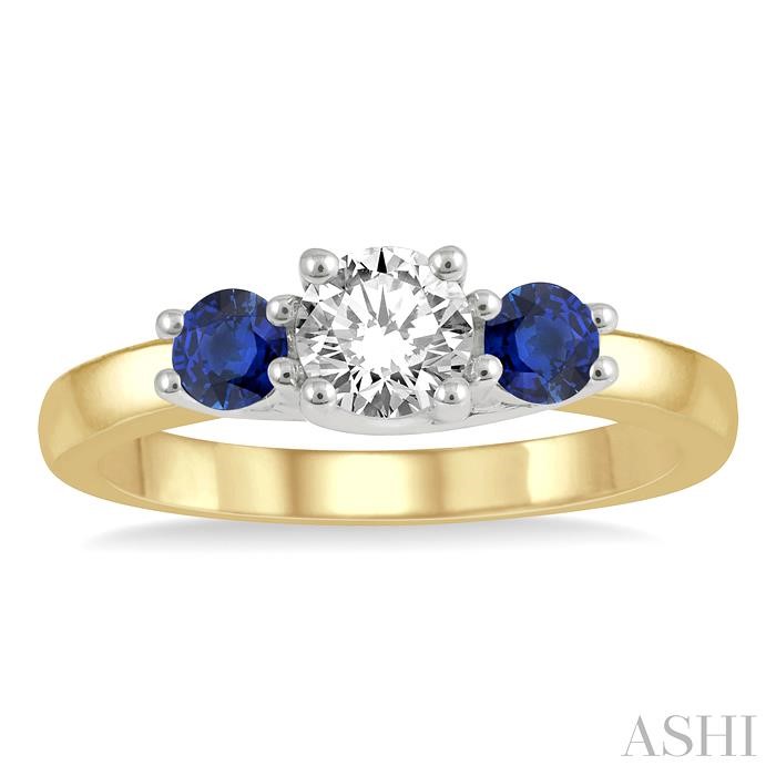 Round Shape Past Present & Future Gemstone & Diamond Ring - Image 2