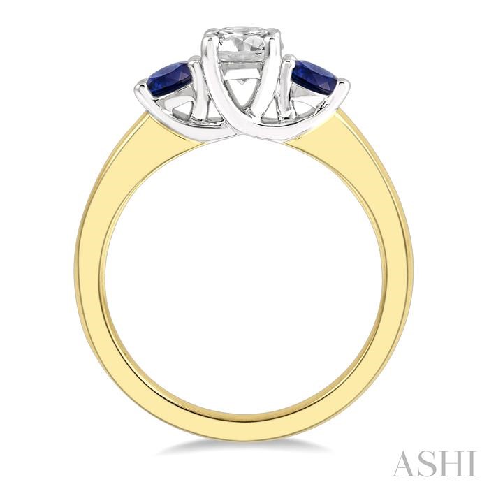 Round Shape Past Present & Future Gemstone & Diamond Ring - Image 3