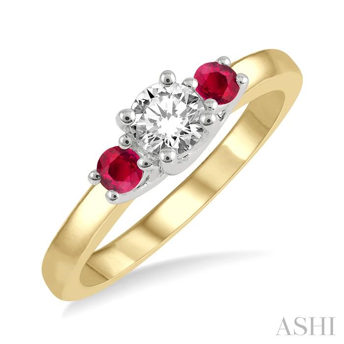Round Shape Past Present & Future Gemstone & Diamond Ring
