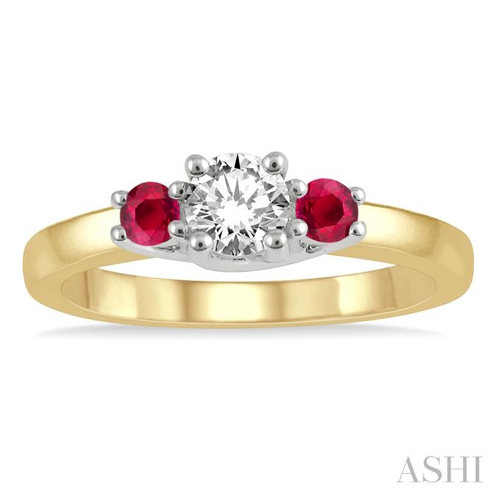 Round Shape Past Present & Future Gemstone & Diamond Ring - Image 2