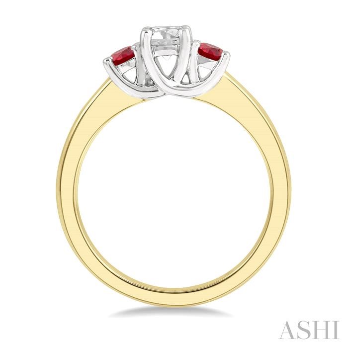 Round Shape Past Present & Future Gemstone & Diamond Ring - Image 3