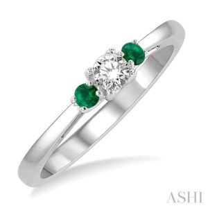 Round Shape Past Present & Future Gemstone & Diamond Ring