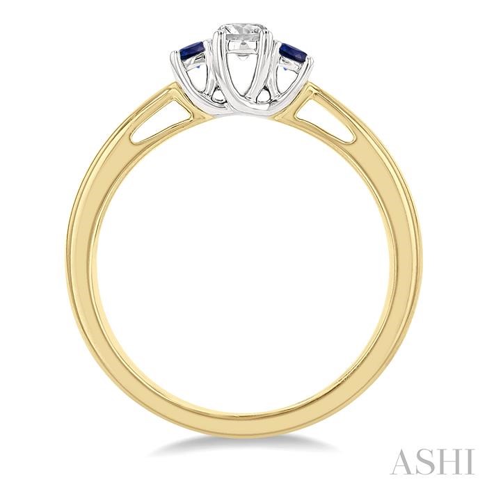 Round Shape Past Present & Future Gemstone & Diamond Ring - Image 3