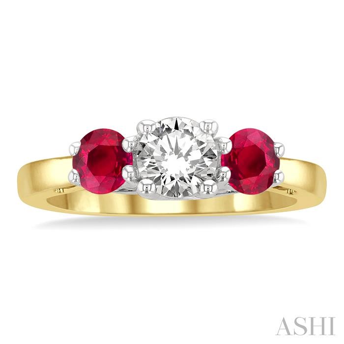 Round Shape Past Present & Future Gemstone & Diamond Ring - Image 2