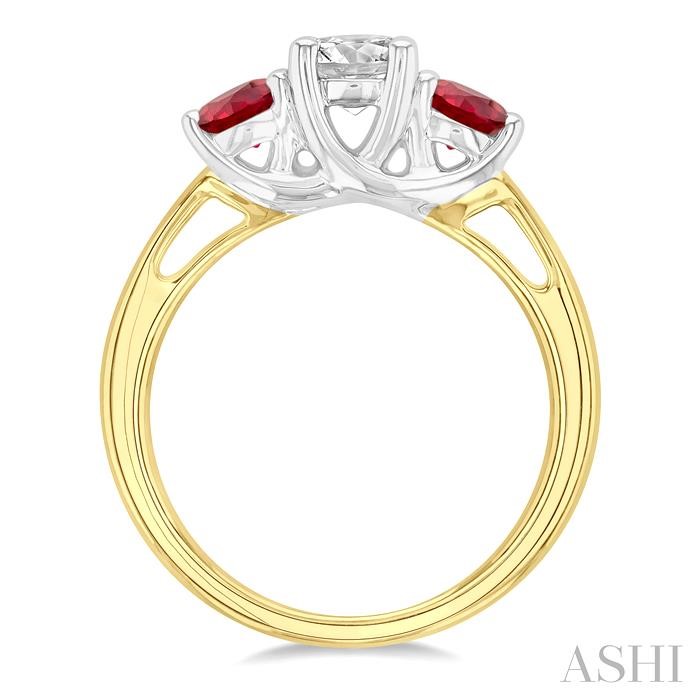 Round Shape Past Present & Future Gemstone & Diamond Ring - Image 3