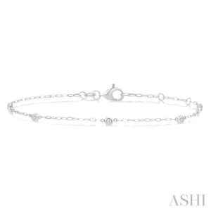 Round Shape Paperclip Diamond Station Chain Bracelet
