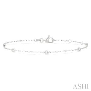 Round Shape Paperclip Diamond Station Chain Bracelet