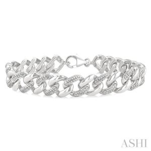 Silver Curb & Cuban Diamond Bracelet