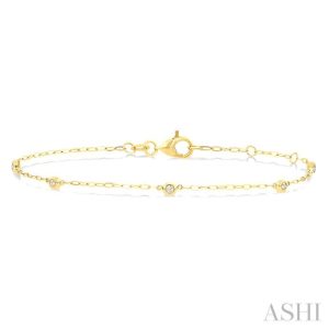 Round Shape Paperclip Diamond Station Chain Bracelet