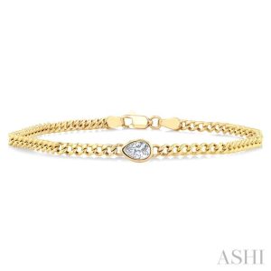 Pear Shape Curb Diamond Fashion Bracelet
