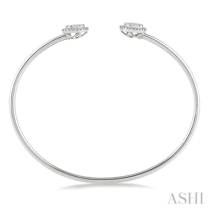 Stackable Round Shape Halo Lovebright Essential Diamond Open Cuff Bangle - Image 3